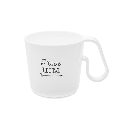 Koziol Henkeltasse Maxx I Love Him, Tasse, Becher, Henkelbecher, Thermoplastischer Kunststoff, Cotton White, 3476525