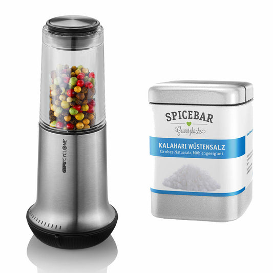 Gefu Salz- oder Pfeffermühle X-Plosion L Set mit Spicebar Kalahari Wüstensalz 170 g
