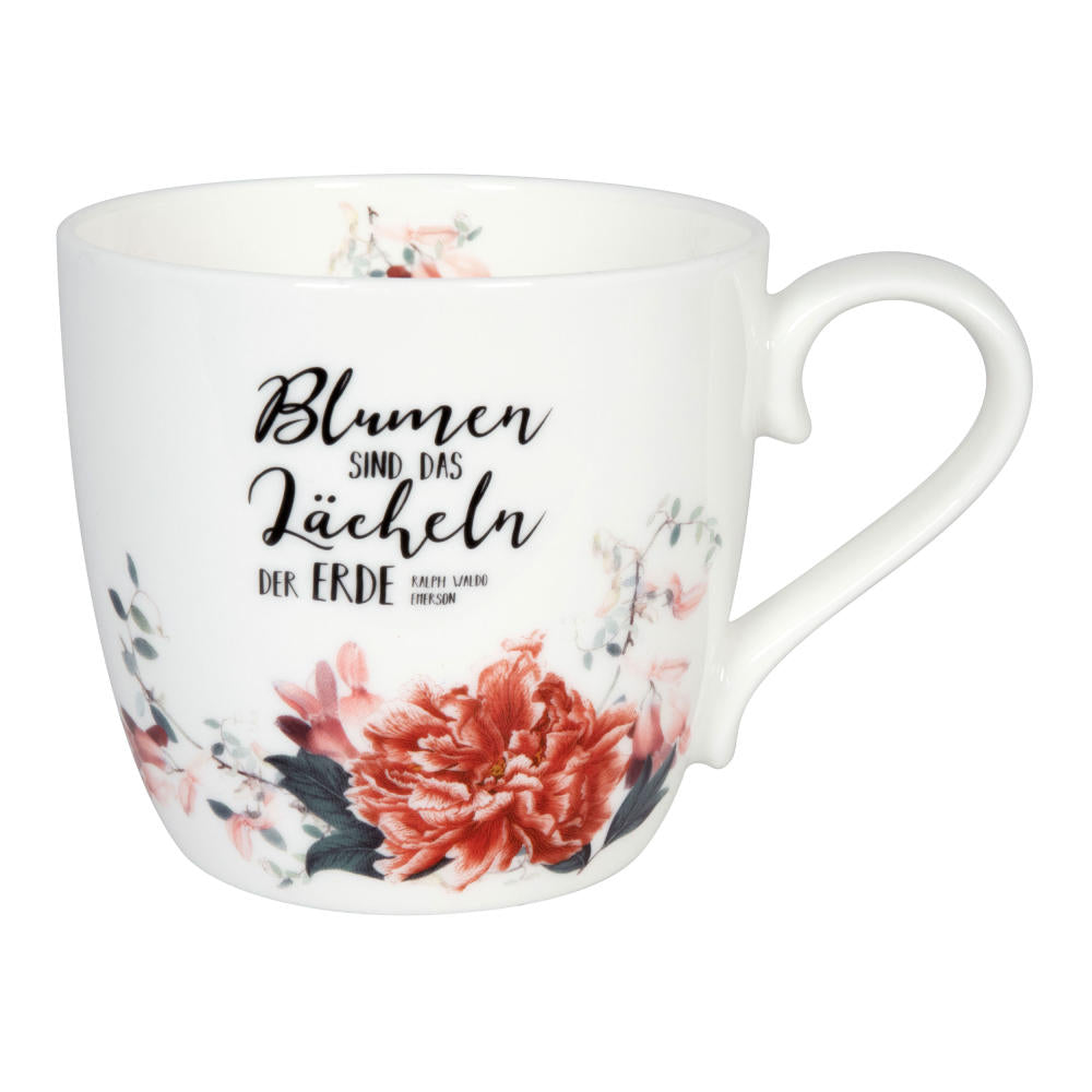 Könitz Becher Gardening - Red Flowers, Kaffeebecher, Tasse, Kaffeetasse, Bone China, 425 ml, 11 2 057 2635