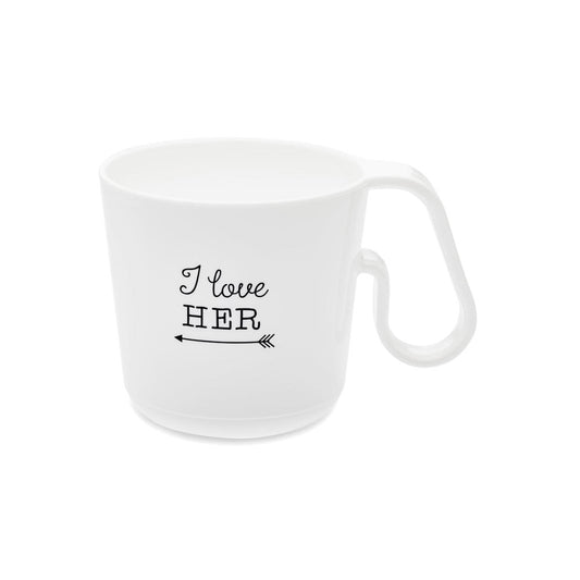 Koziol Henkeltasse Maxx I Love Her, Tasse, Becher, Henkelbecher, Thermoplastischer Kunststoff, Cotton White, 3477525