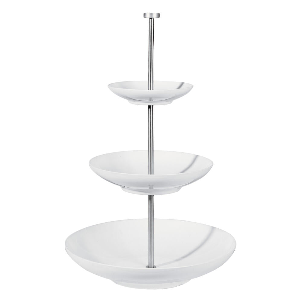 ASA Selection Grande Etagere Tief, Servier Platte, Kermaik / Edelstahl, Weiß, H 47 cm, 92150146