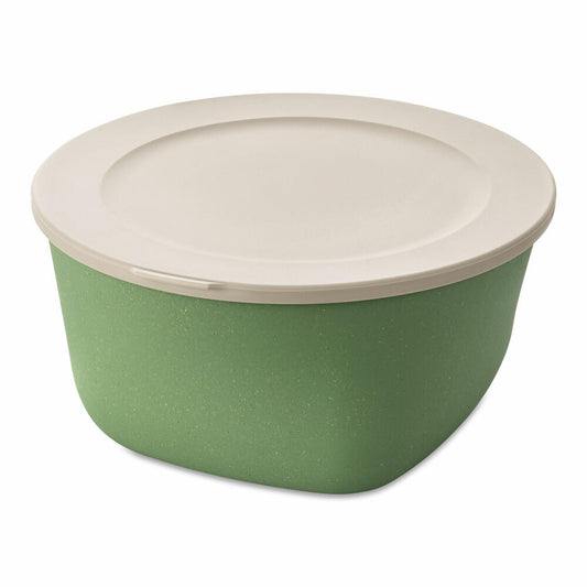 Koziol Dose Connect Box mit Deckel, Schüssel, Schale, Kunststoff-Holz-Mix, Nature Leaf Green, 4 L, 7872703