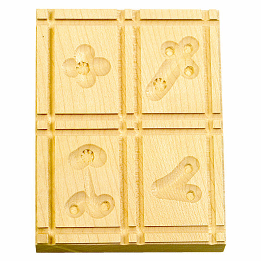 Städter Springerle model 4 motifs, wooden embossing form, cookie form, speculatius form, maple wood, 10 x 12 cm, 847033