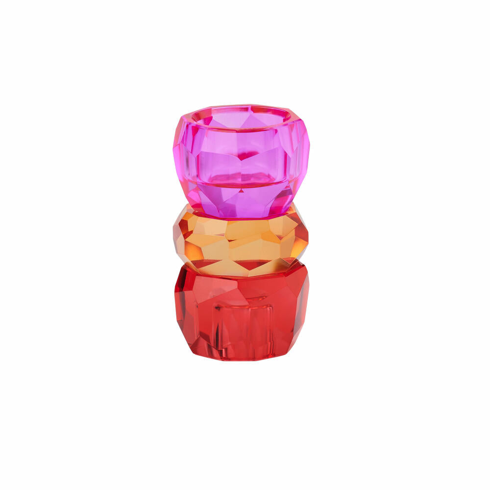 Gift Company Candle and Tealight Holder Palisades, Crystal Glass, Red, Orange, Pink, 10.5 cm, 1054404013