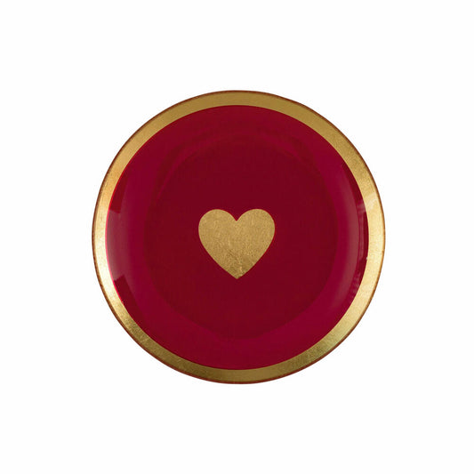 Gift Company glass plate Love Plates Heart M, round, decorative plate, bowl, glass, pink, 13 cm, 1061304013