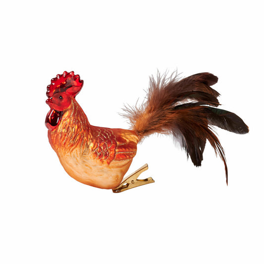 Gift Company Hänger mit Clip Hahn Feder, Osterdeko, Ostern, Dekoration, Glas, Orange, 1057001011