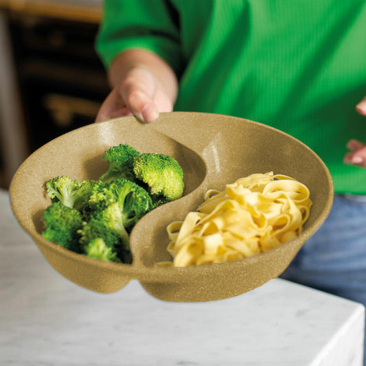 Koziol Menüteller mit Deckel Connect Separee, Speiseteller, Kunststoff-Holz-Mix, Nature Ash Grey, 1.5 L, 7278701