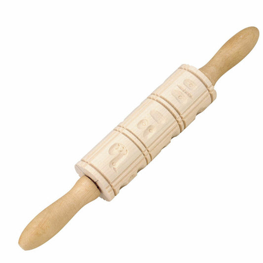 Städter Springerle model 12 motifs, wooden embossing roller, rolling pin with embossing, baking accessories, wood, 35 cm, 848092