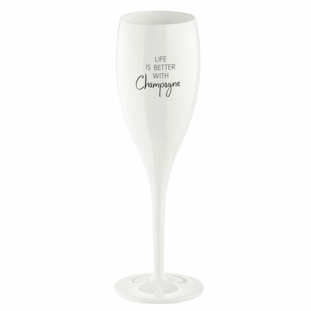 Koziol Superglas Cheers No. 1 Life Is Better With Champagne, Sektglas, Champagnerglas, Kunststoff, Cotton White, 100 ml, 3916525