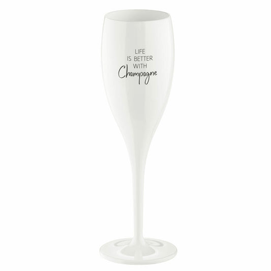 Koziol Superglas Cheers No. 1 Life Is Better With Champagne, Sektglas, Champagnerglas, Kunststoff, Cotton White, 100 ml, 3916525