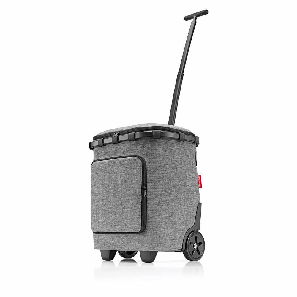 reisenthel carrycruiser plus, shopping trolley with thermal compartment, shopping basket, made of recycled PET, Frame Twist Silver, 46 L, OF7052