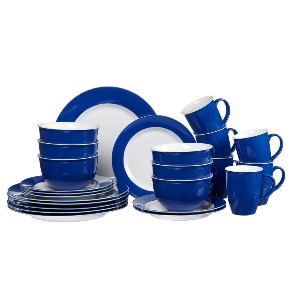 Ritzenhoff &amp; Breker DOPPIO combination service 24 pcs., tableware set, service, round, porcelain, blue, 409079