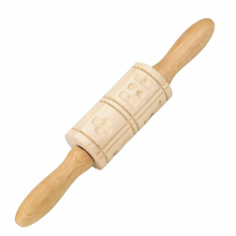 Städter Springerle model 8 motifs, wooden embossing roller, rolling pin with embossing, baking accessories, wood, 29.5 cm, 848085