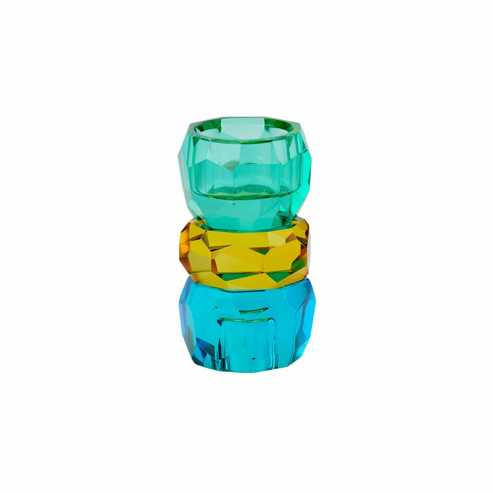 Gift Company Kerzen- und Teelichthalter Palisades, Kristallglas, Blau, Gelb, Grün, 10.5 cm, 1054404008