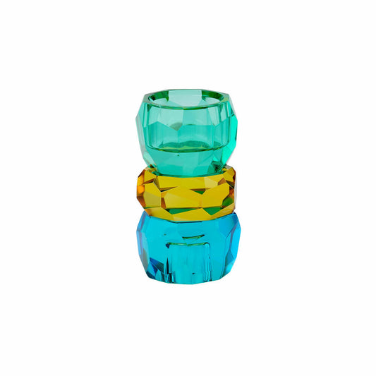 Gift Company Kerzen- und Teelichthalter Palisades, Kristallglas, Blau, Gelb, Grün, 10.5 cm, 1054404008
