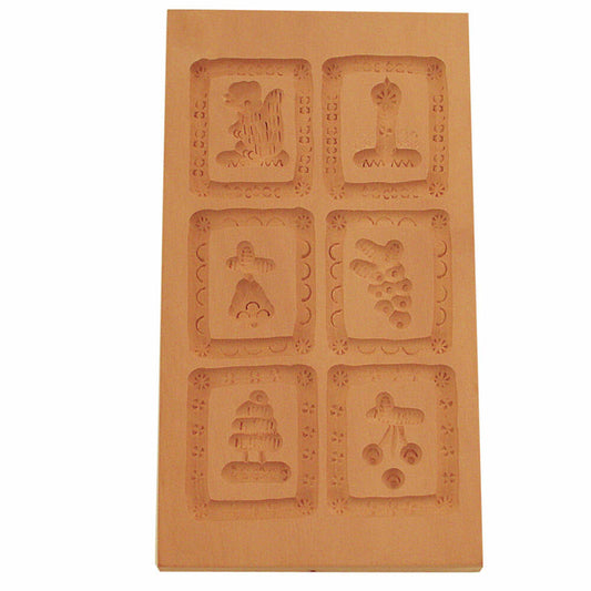 Städter Springerle model 6 motifs, wooden embossing mold, cookie mold, speculatius mold, wood, 9.5 x 17.5 cm, 847040