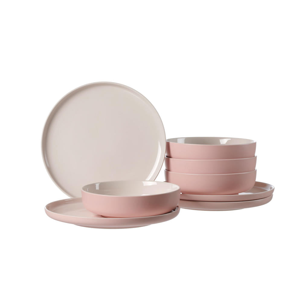 Ritzenhoff &amp; Breker JASPER dinner service 8-piece, tableware set, service, round, stoneware, pink, 409178