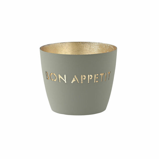 Gift Company Windlicht Madras Bon Appetit M, Teelichthalter, Kerzenhalter, Eisen, Cool Gray, Gold, 8.5 cm, 1054904061