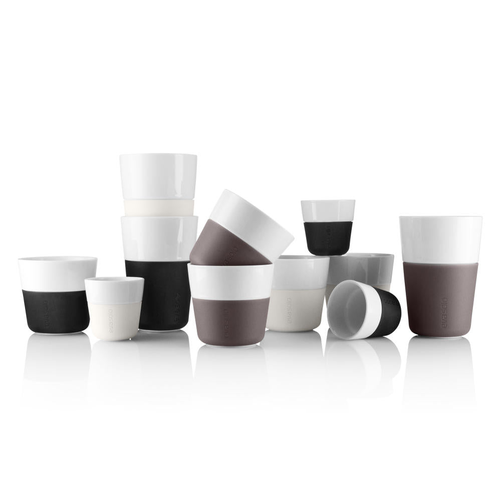 Eva Solo Caffé Latte-Becher, Milchkaffee, Kaffee, Caffétasse, Porzellan/Silikon, Schwarz, 360 ml, 2er-Set, 501003