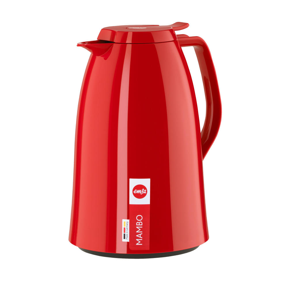 Emsa Mambo QT Isokanne, Kanne, Kaffeekanne, Thermokanne, Kunststoff, Hochglanz Rot, 1.5 L, 517011