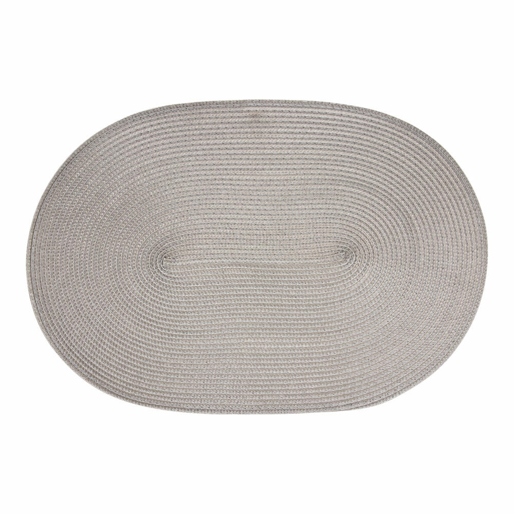 Continenta Tischset Oval, Platzset, Platzdecke, Platzmatte, Untersetzer, Kunststoff, 45 x 31 cm, Grau, 6612