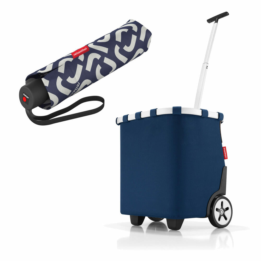 reisenthel carrycruiser mit umbrella pocket classic Set, Einkaufstrolley, Regenschirm, Dark Blue, 40 L, 2-tlg.