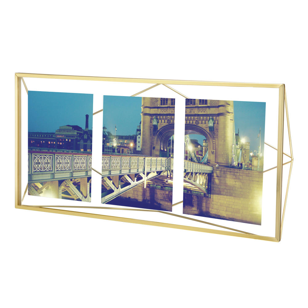 Umbra Photo Display Prisma Multibilderrahmen Horizontal, Bilderrahmen, Bilderhalter, Bilderträger, Fotorahmen, Fotohalter, Glas / Metall, Messing, 313019221