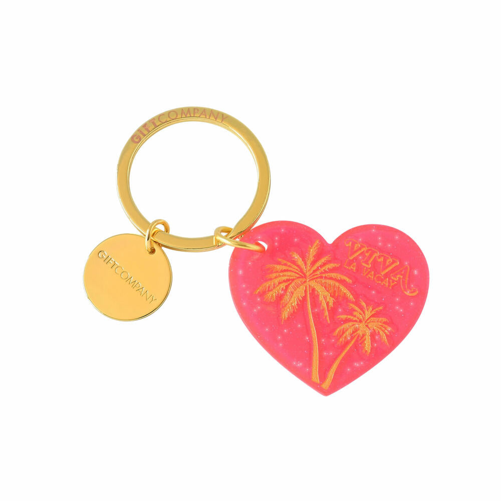 Gift Company Keyring Heart Viva La Vacay, Key Club by GC, Pendant, Acrylic, Pink, 7.8 cm, 1051201013