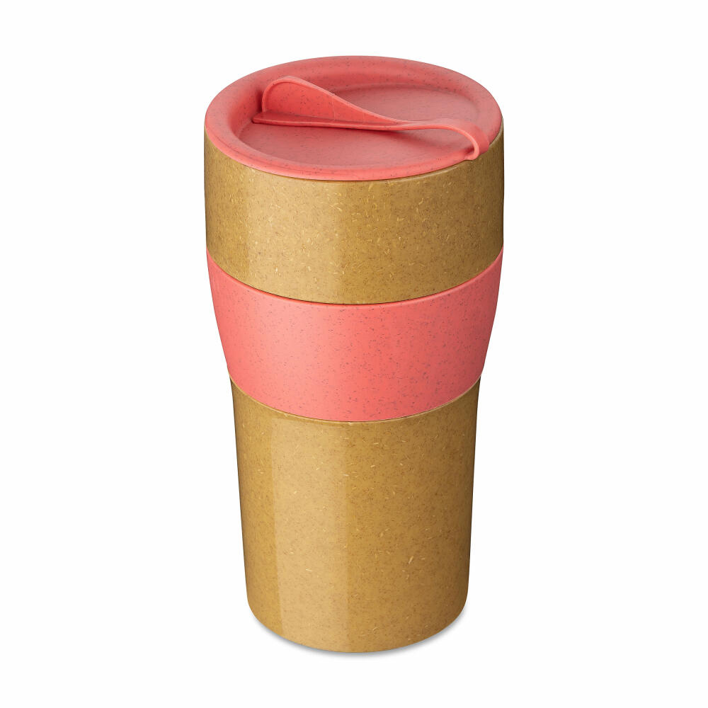Koziol Thermo Mug with Lid Aroma To Go XL, Insulated Mug, Plastic-Wood Mix, Nature Coral, 700 ml, 7243704