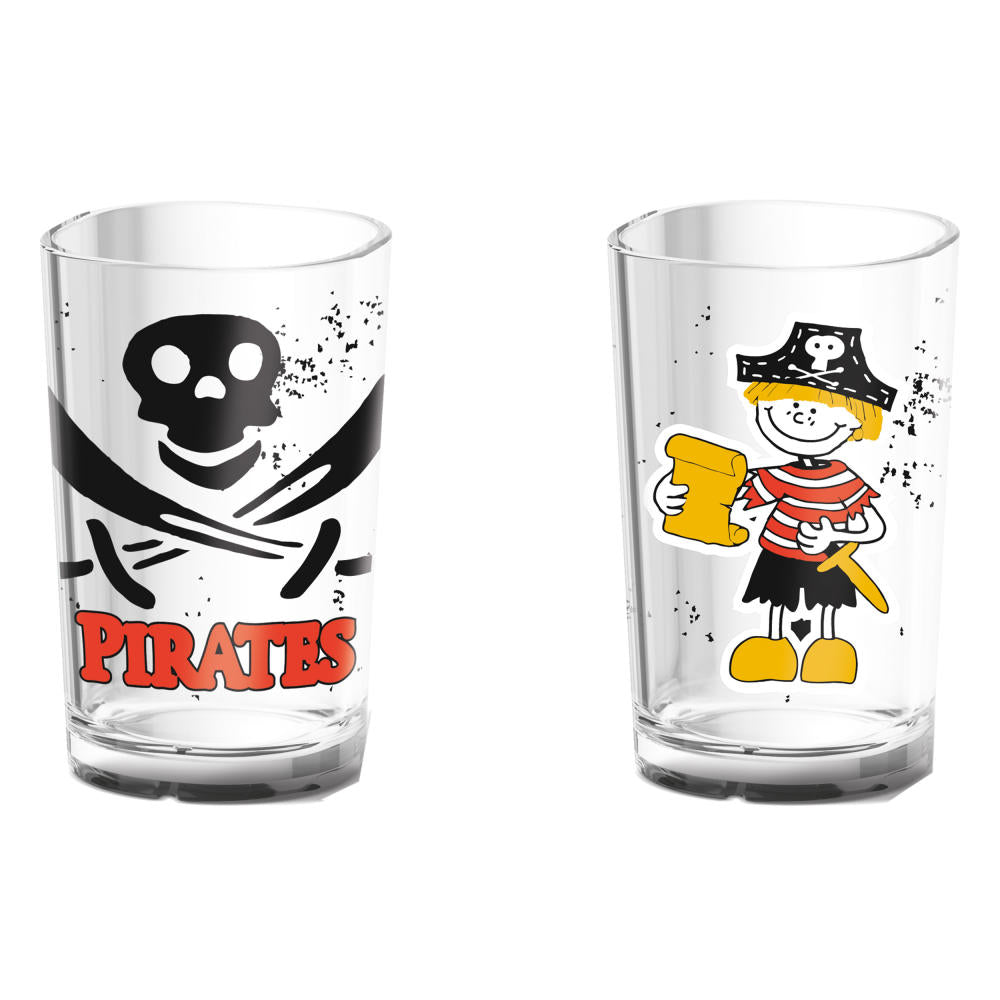 Emsa Pirates Kinderglas 0.2 L, Glas, Trinkbecher für Kinder, Trinkglas, Piraten, 513721