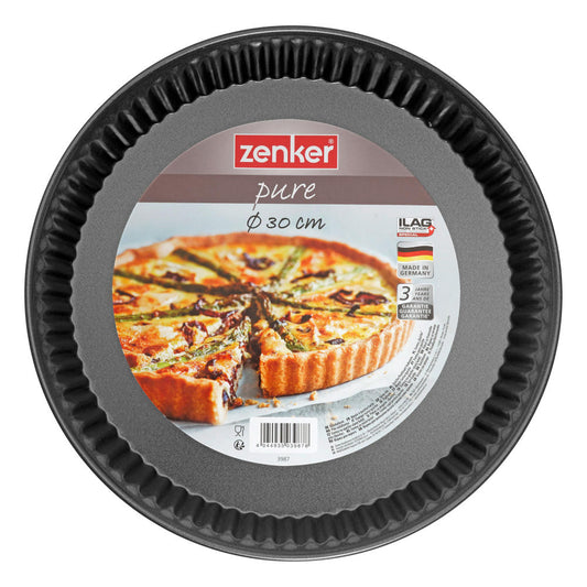 Zenker Pure Quicheform, Quiche Form, Tarteform, Tarte, Backform, Kuchenform, Ilag Special, Schwarz, Ø 30 cm, 3987