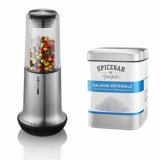 Gefu Salz- oder Pfeffermühle X-Plosion M Set mit Spicebar Kalahari Wüstensalz 170 g