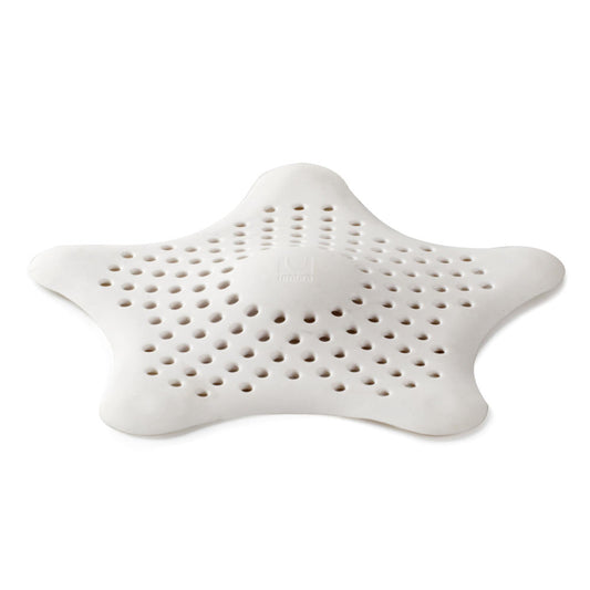 Umbra Bath Starfish Haarsieb, Haarfang, Haarfangsieb, Abflusssieb, Spülbeckensieb, mit Saugnoppen, Kunststoff, Weiß, 023014660