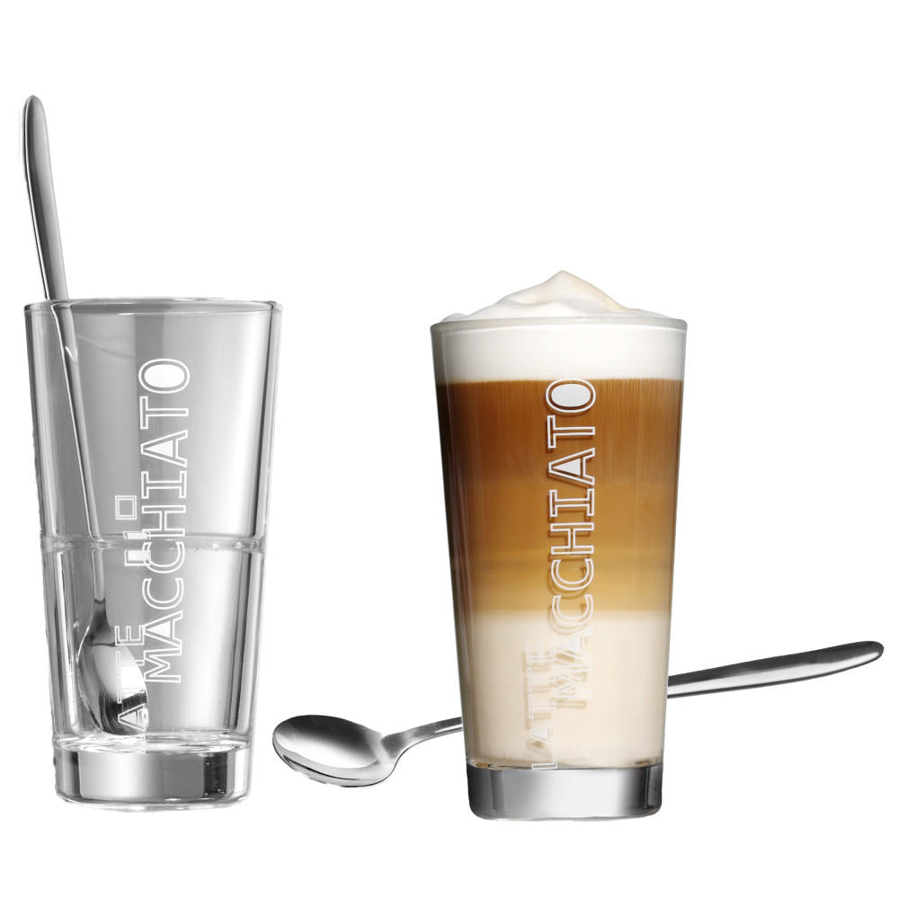 Ritzenhoff & Breker Lena Latte Macchiato mit Löffel, 2er Set, hochwertiges Glas, spülmaschinengeeignet, 609684