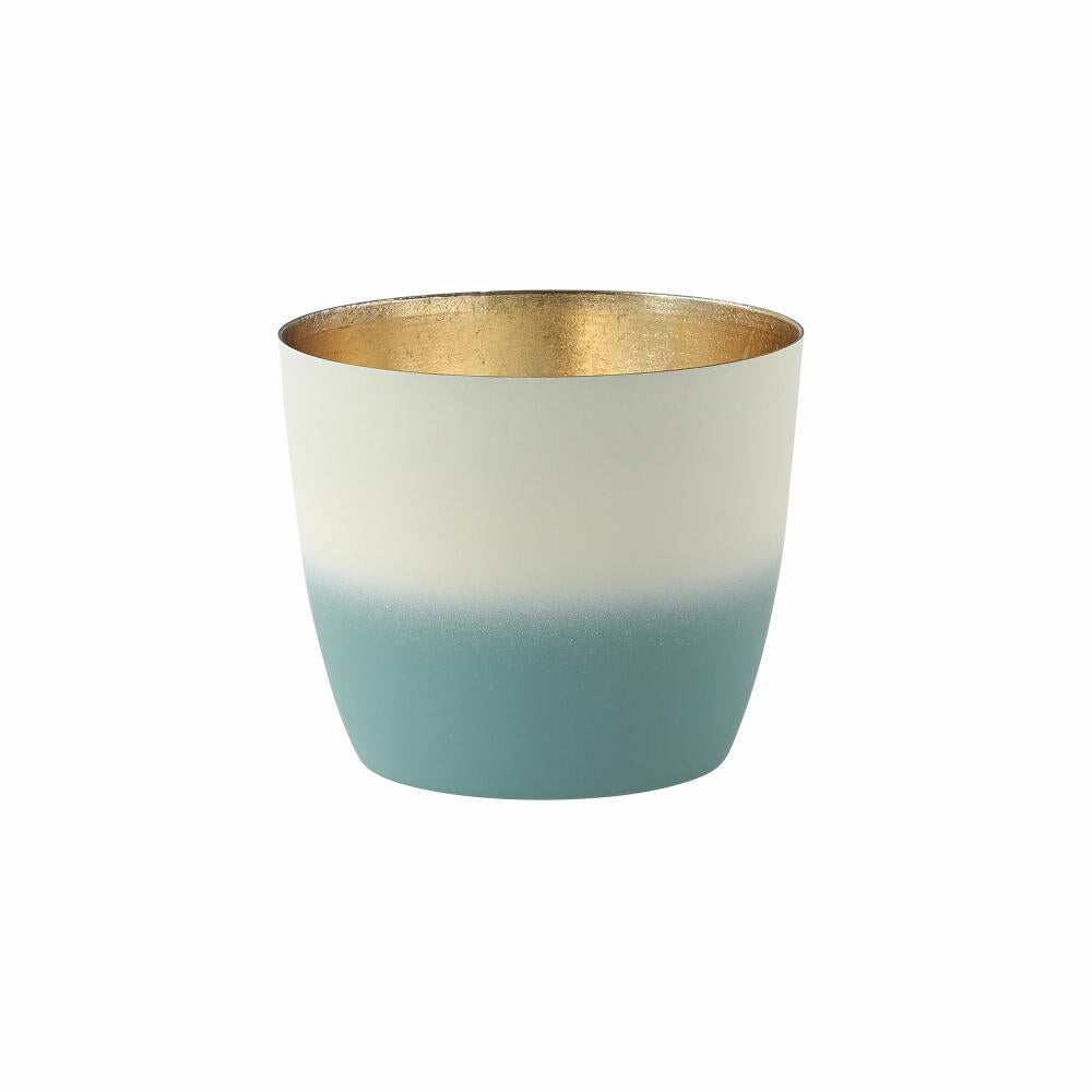 Gift Company Lantern Madras M, Tealight Holder, Candle Holder, Iron, Color Gradient, Powder Blue / White / Gold, 8.5 cm, 1054504063