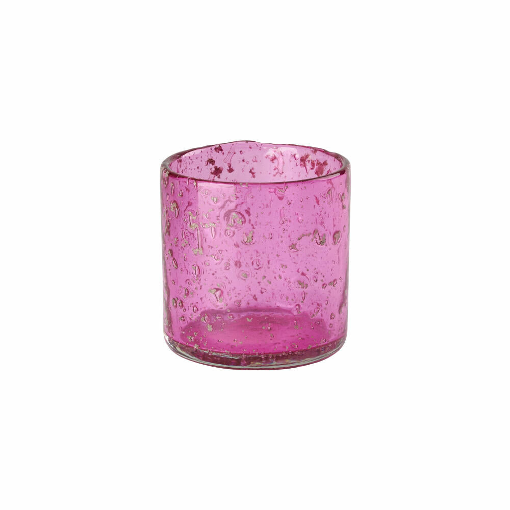 Gift Company Melange Windlicht Bubbles, Teelichthalter, Kerzenhalter, Glas, Pink, H 9.5 cm, 1064504013