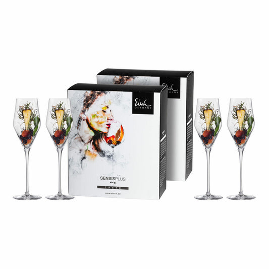 Eisch Champagnerglas 4er Set Sky Sensis plus, Schaumweinglas, Kristallglas, 260 ml, 25185070