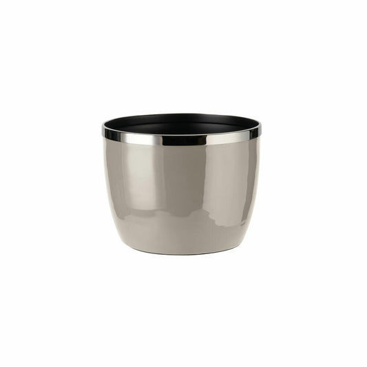 Gift Company Saigon Übertopf mit Metallring M, Blumentopf, Pflanzentopf, Eisen / Stahl, Sandstone / Silber, H 17 cm, 1060904029
