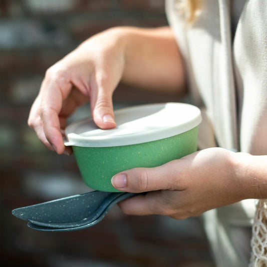 Koziol Schale Connect Bowl Mit Deckel, Schüssel, Kunststoff-Holz-Mix, Nature Desert Sand, 400 ml, 7202700