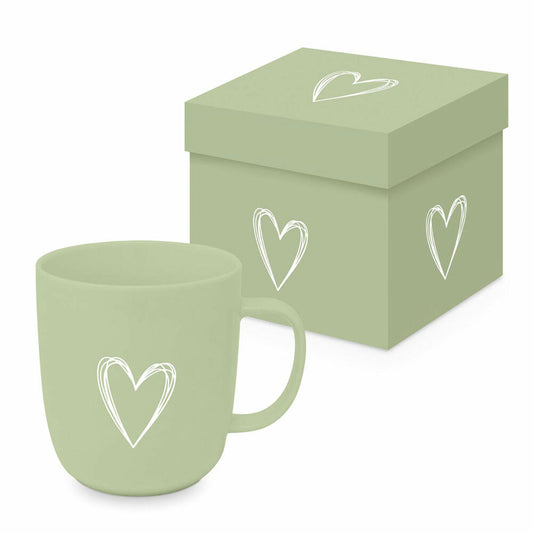 PPD Pure Heart green Matte Mug, in Geschenkbox, Tasse, Teetasse, Kaffee Becher, 400 ml, 604491