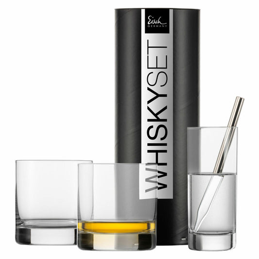 Eisch Whisky Set Gentleman Platin 4-tlg., Pipette, 2 Whiskygläser, Wasserglas, Glas, Platin, 86590008