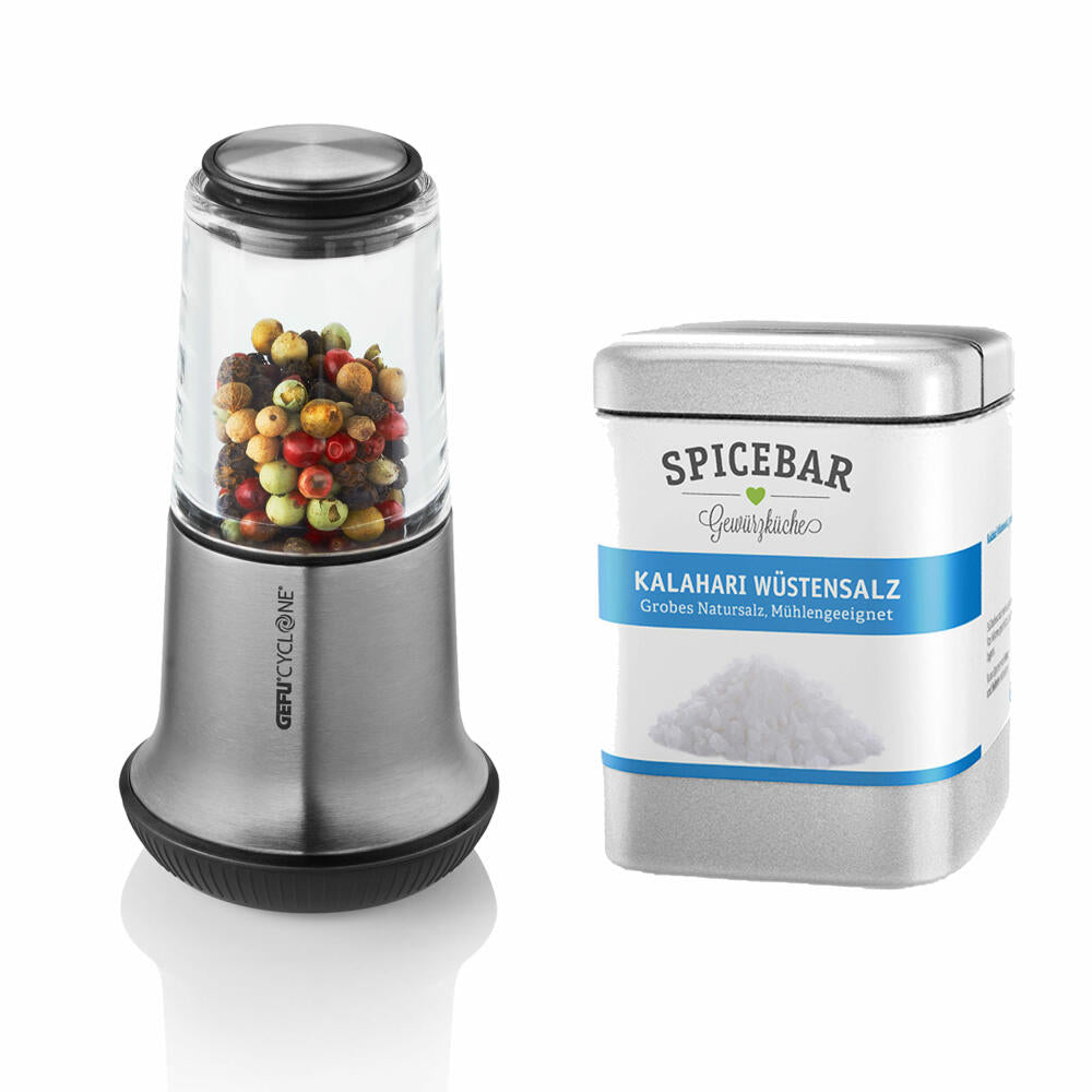 Gefu Salz- oder Pfeffermühle X-Plosion S Set mit Spicebar Kalahari Wüstensalz 170 g