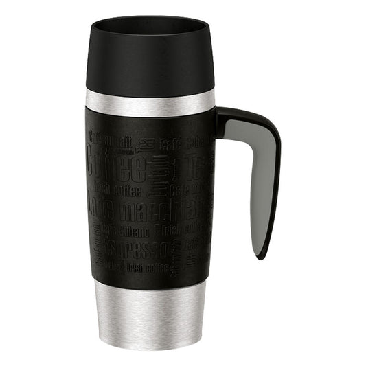 Emsa Travel Mug IsolierBecher 0.36 L Handle Schwarz, Isolier Becher, Teebecher, Kaffeebecher,  514096