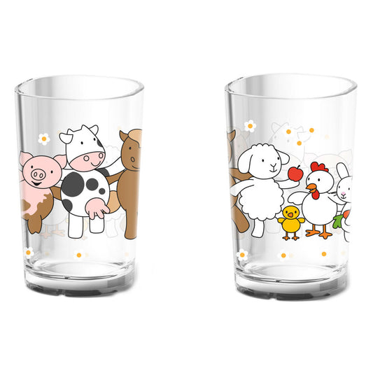 Emsa Farm Family Kinderglas 0.2 L, Glas, Trinkbecher für Kinder, Kinderbecher, 513720