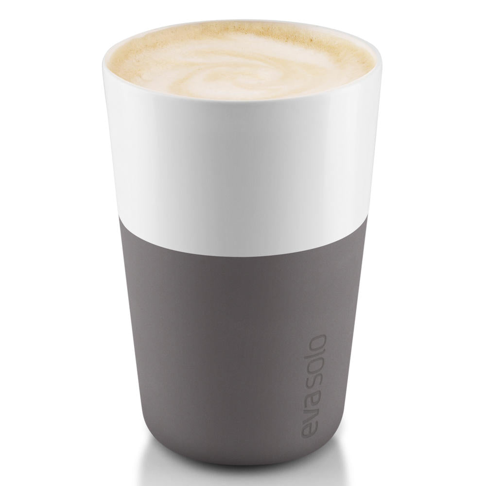 Eva Solo Caffé Latte-Becher, Milchkaffee, Kaffee, Caffétasse, Porzellan/Silikon, Grau, 360 ml, 2er-Set, 501022