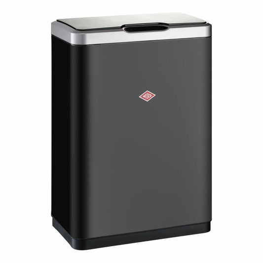 Wesco i.Master Double trash can with infrared sensor, automatic trash can, sheet steel, plastic, matt black, 2 x 20 L, 382411-73