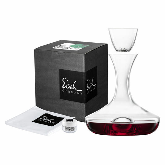 Eisch Dekantierset 4-tlg., Dekantierkaraffe mit Zubehör, Kristallglas, Edelstahl, 0.75 L, 30171999