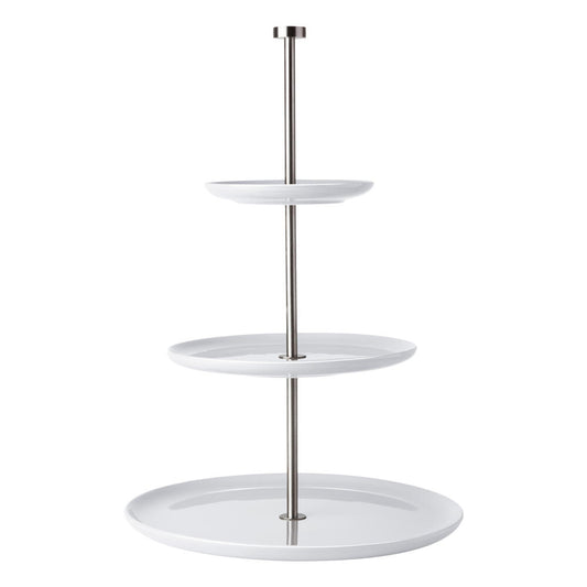 ASA Selection Grande Etagere Flach, 3 stufig, Keramik / Edelstahl, Weiß, H 47 cm, 92151146