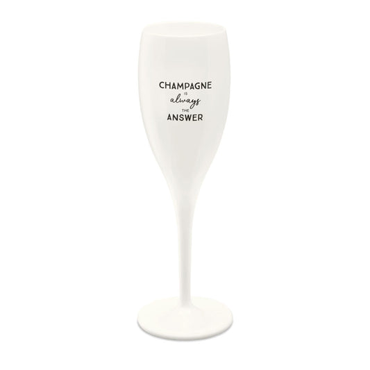 Koziol Superglas mit Druck Cheers No. 1 Champagne Is The Answer, Sektglas, Champagnerglas, Superglas, Cotton White, 100 ml, 3913525