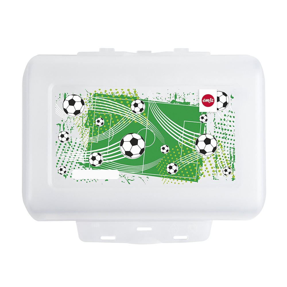 Emsa Variabolo Soccer, Brotdose, Brotbox, Kinderdose, Lunchbox, Trennwand, Schwarz, 7 cm, 516991